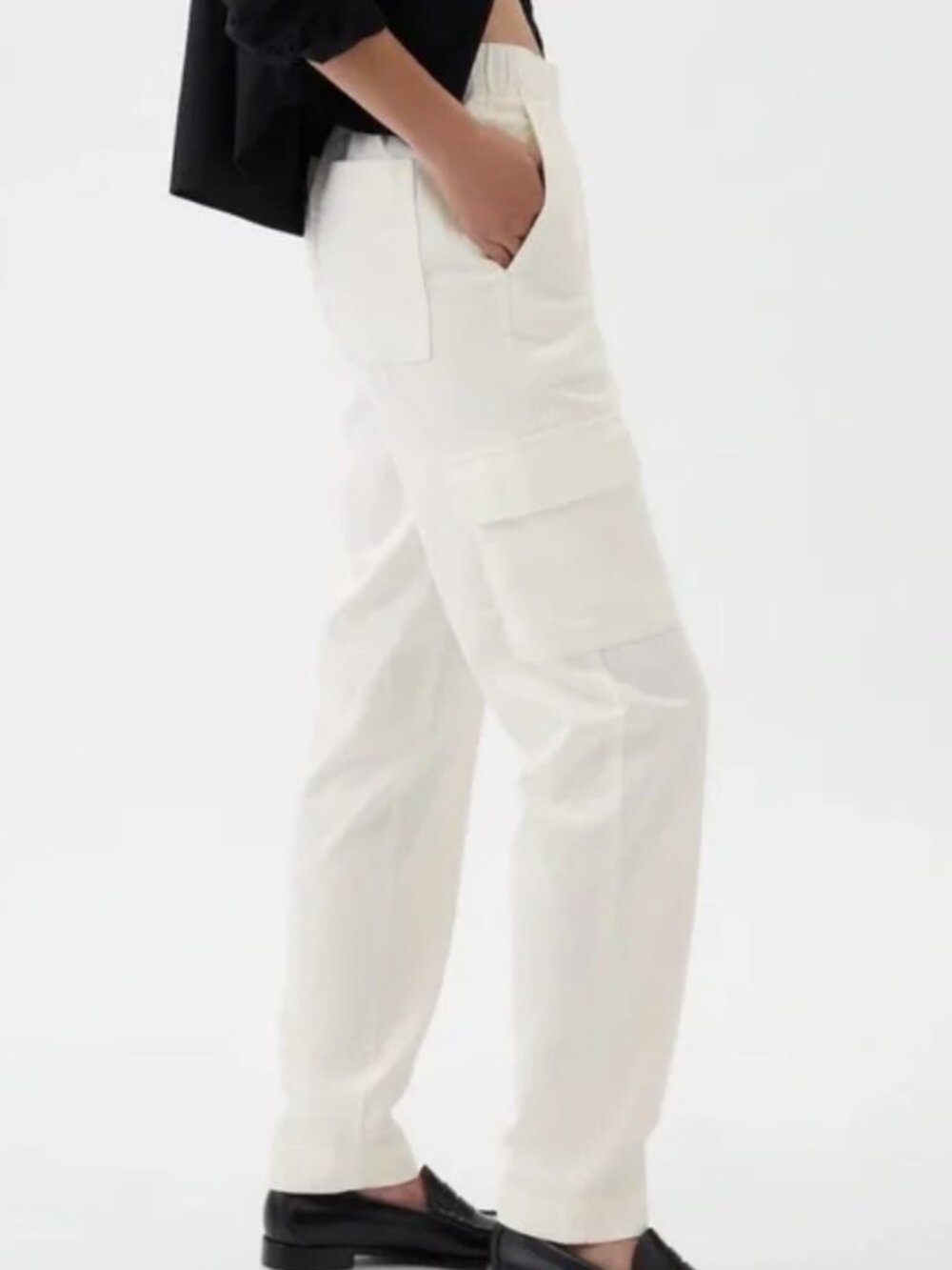Gap White Extra High Rise Linen Blend Pull-On Cargo Pants Straight Leg (M) NWOT!